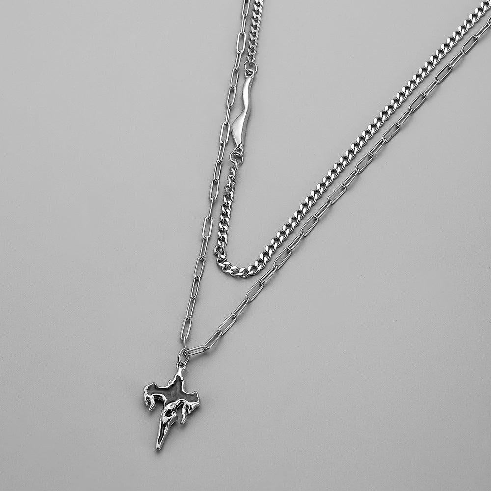 All-matching Men's Double Layer Cross Necklace