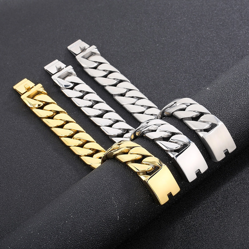 Fashion Titanium Steel Bracelet à chaîne de liaison cubaine mince Ornement en acier inoxydable