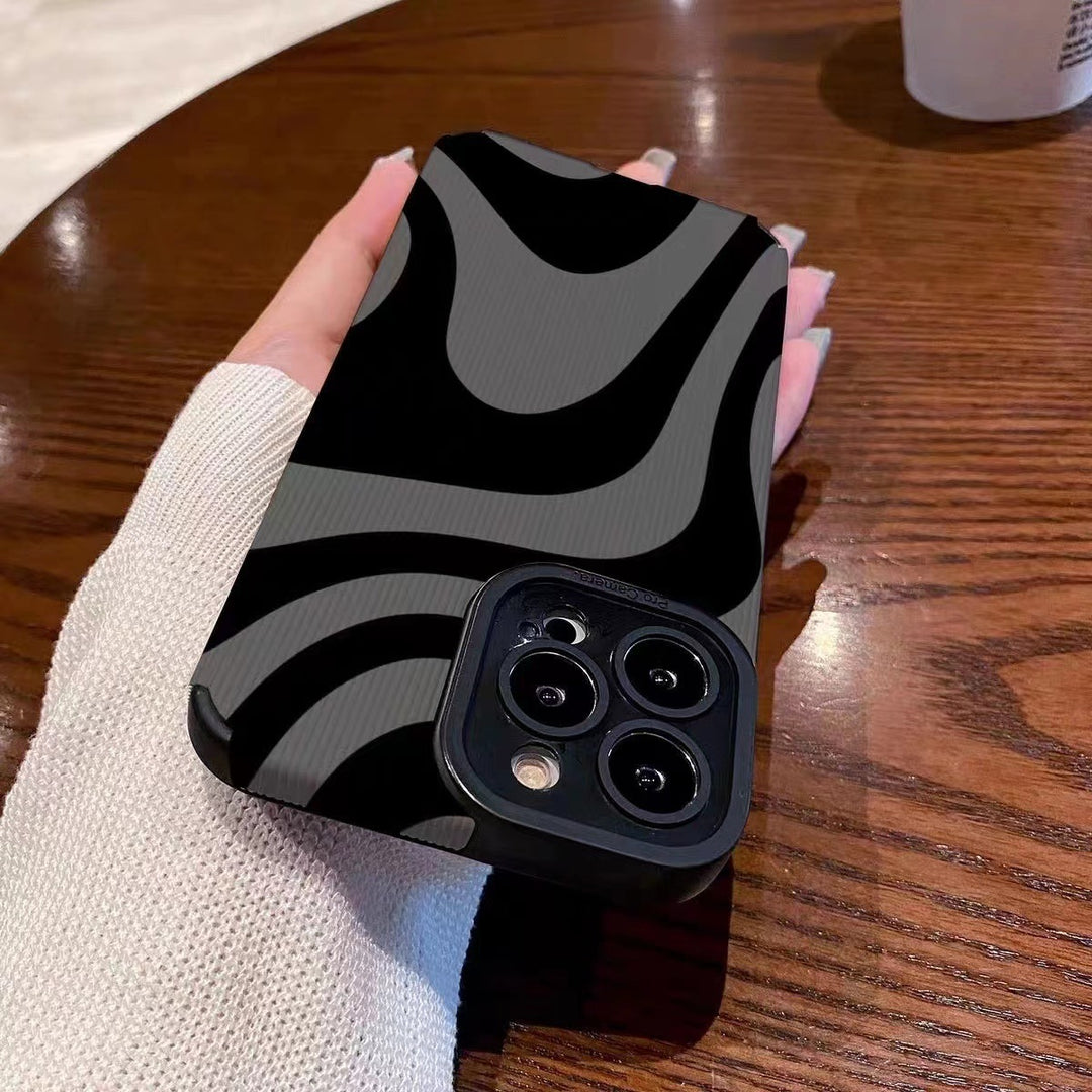 Dark Zebra Pattern Drop-resistant Silicone Phone Case