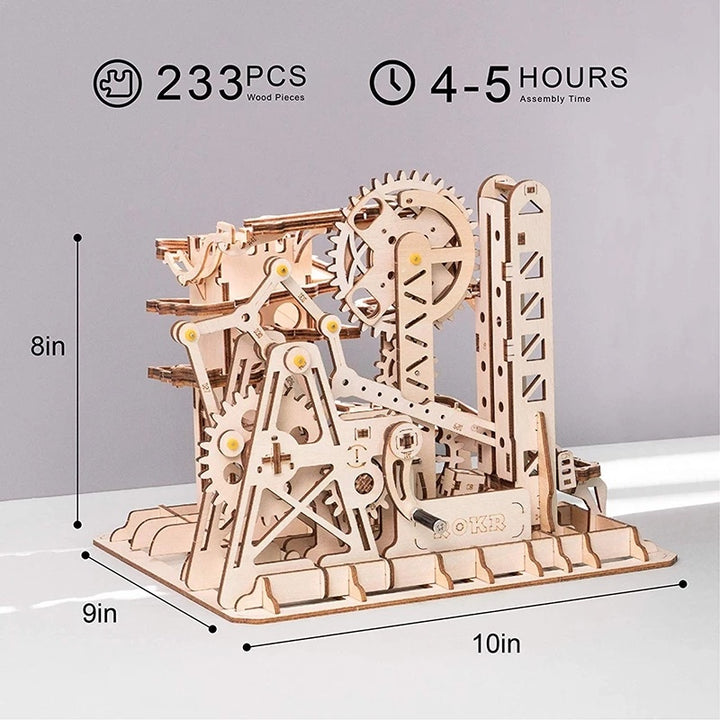 3D DIY Holztuzzle Achterbahnfahrzeug Kinderspielzeug