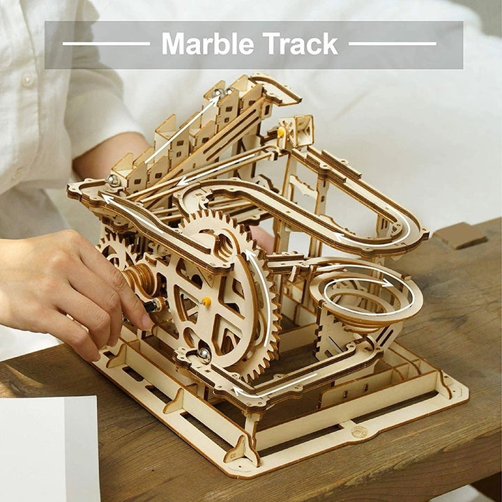 3D DIY Holztuzzle Achterbahnfahrzeug Kinderspielzeug