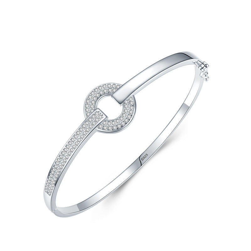 S925 silverarmband kvinnors högklassiga runda diamantarmband