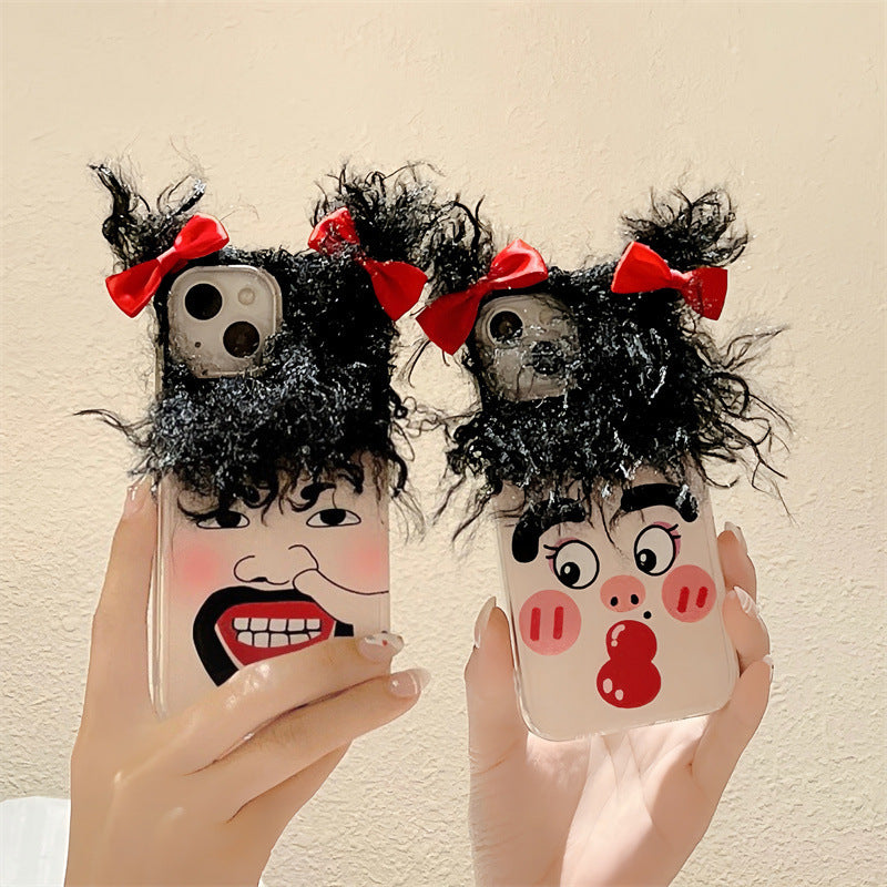 Funny Hair Phone Case Ausdruck Paar japanischer und südkoreanischer Stilschutzhülle