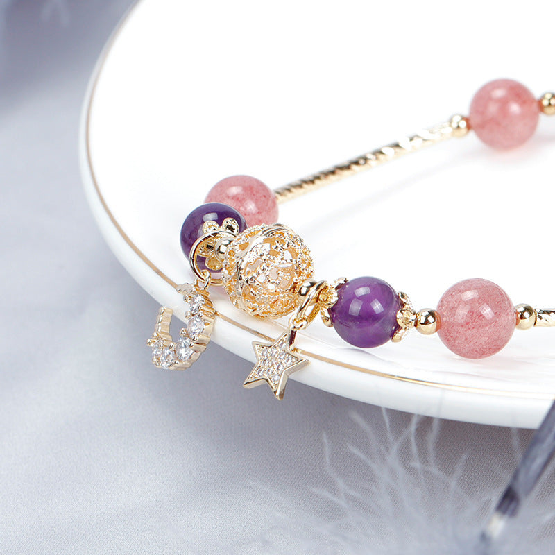 Bardo Crystal Armbånd Strawberry Quartz White Moonlight