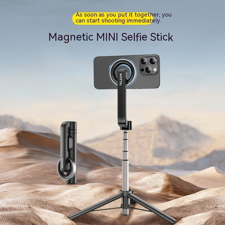 Teléfono móvil magnético mini selfie stick stick bluetooth control remoto de aleación de aluminio trípode