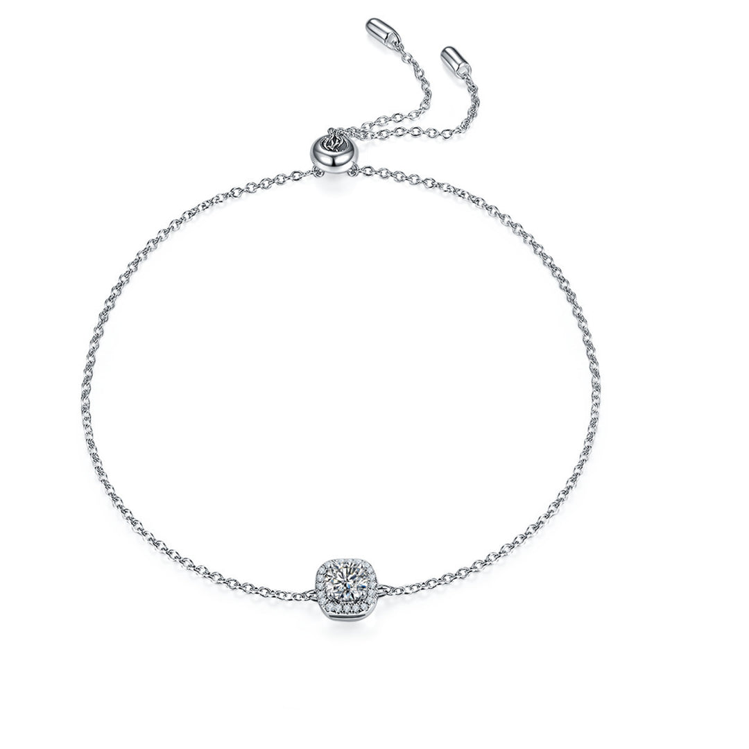 INS -stil Enkelt armbånd 925 Sterling sølv diamant søt kul