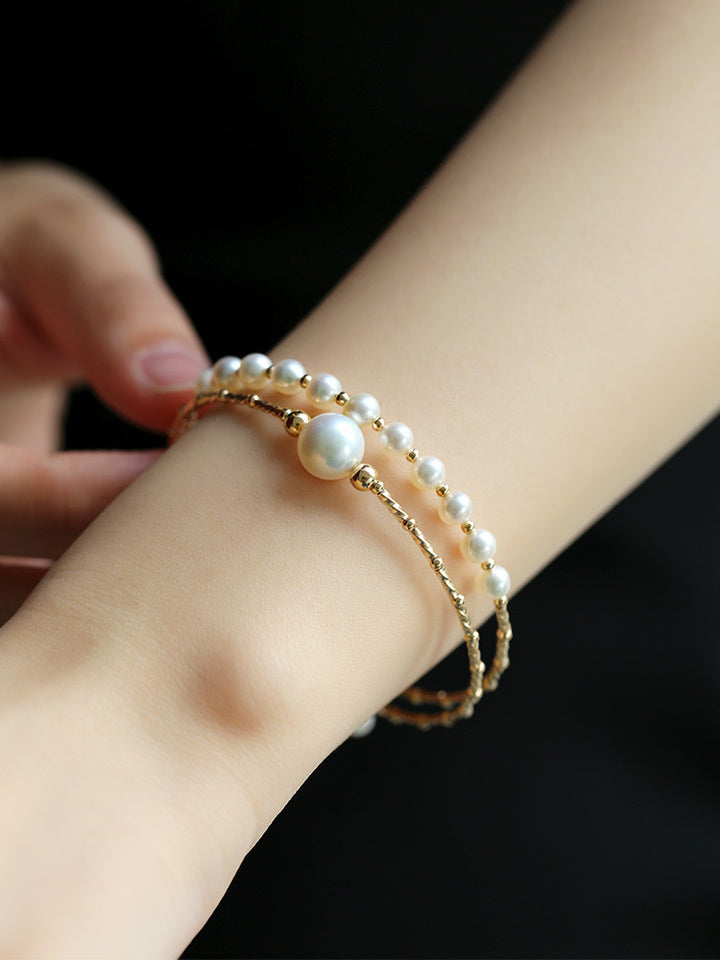 Women's Strong Light Freshwater Pearl Multi-layer Elastic Bracelet