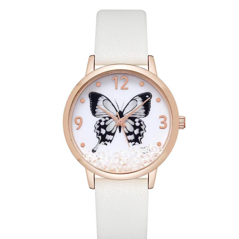 Frauen Modezahlen Strass Butterfly Quartz Uhr