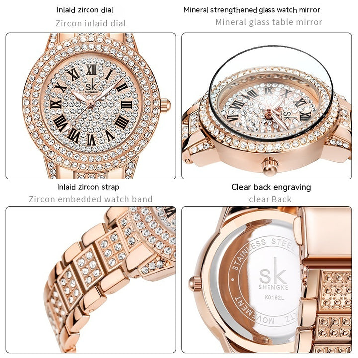 Montre à tempérament de diamant de la mode pour femmes