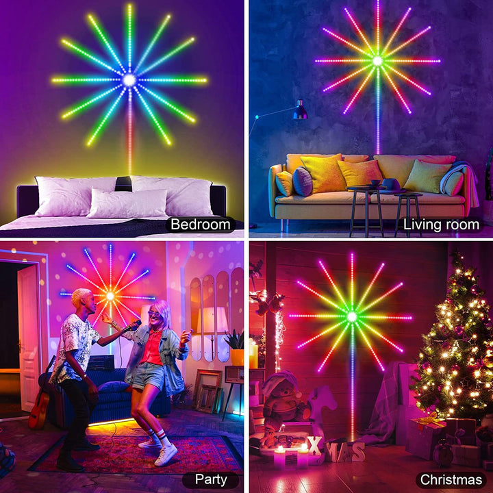 Feuerwerk Lichter LED Strip Music Sound Synchronisation Farbwechseln Sie Fernbedienungs -LED -Feuerwerk Leuchte für Raumparty