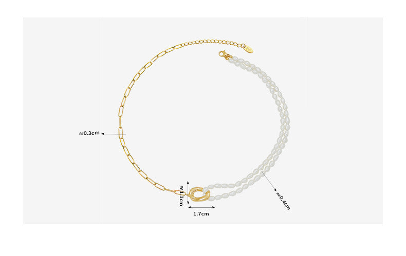 Light Luxury Freshwater Pearl Stitching Necklace Titanium Steel