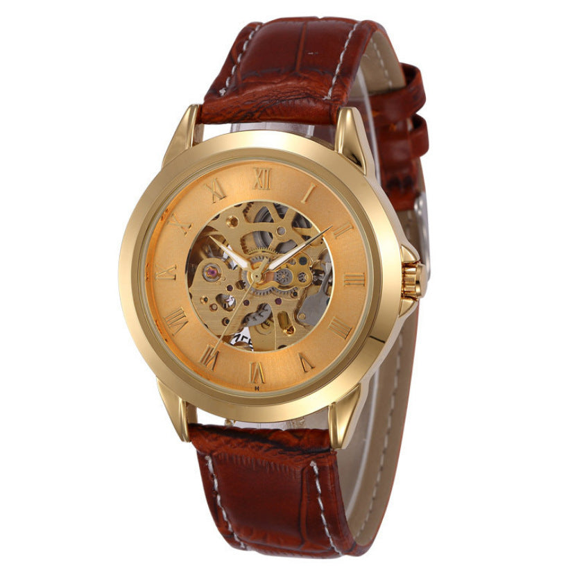 Moda masculina Hollowoud Out Automatic Mechanical Watch