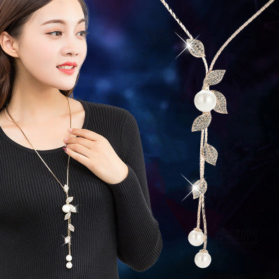 Women's Crystal Sweater Chain Long Pendant Accessories