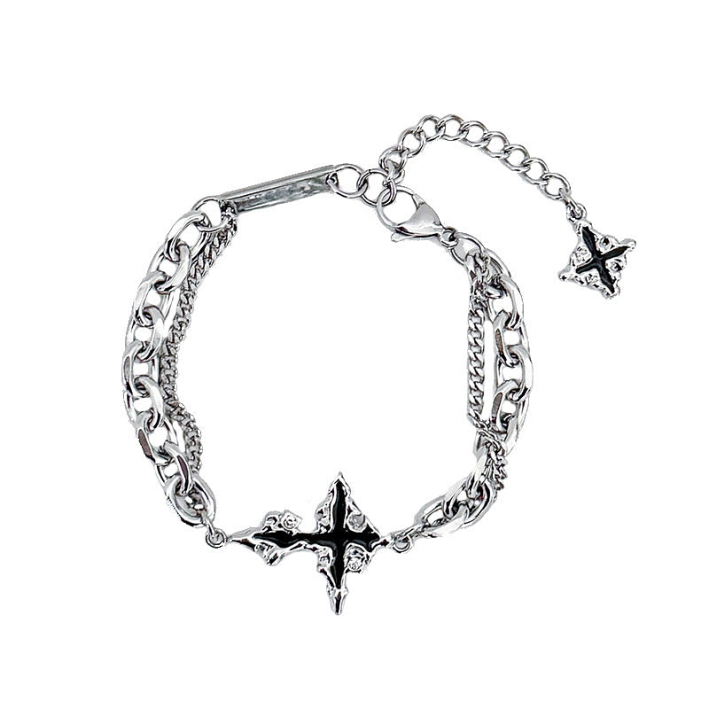 Gelöstes Dark Cross Armband Herren -Titan -Stahl Halskette
