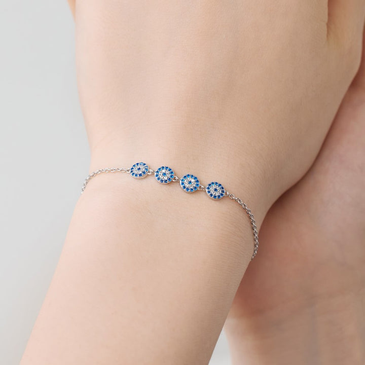 Silver S925 Blanco azul redondo Reduckonium incrustado colgante redondo minoritario Moda de diseño simple brazalete