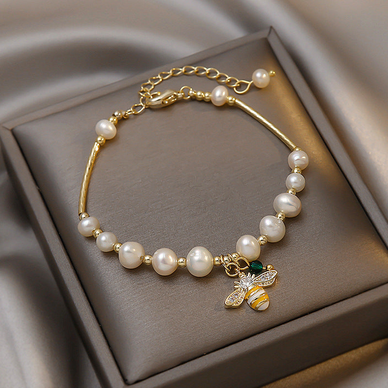 Baroque Freshwater Pearl Bee Bracelet Simple Personality
