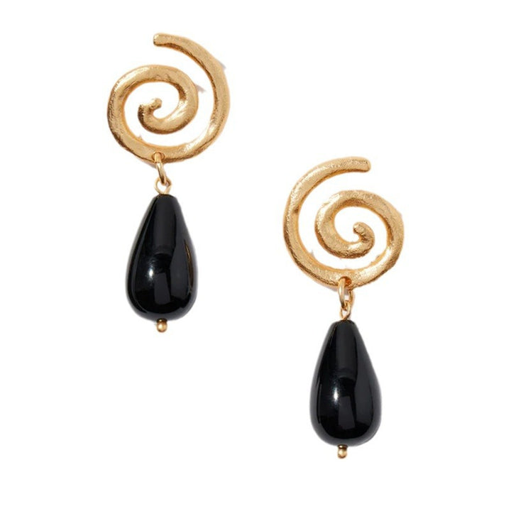 Boucles d'oreilles de drop pour femmes obsidienne