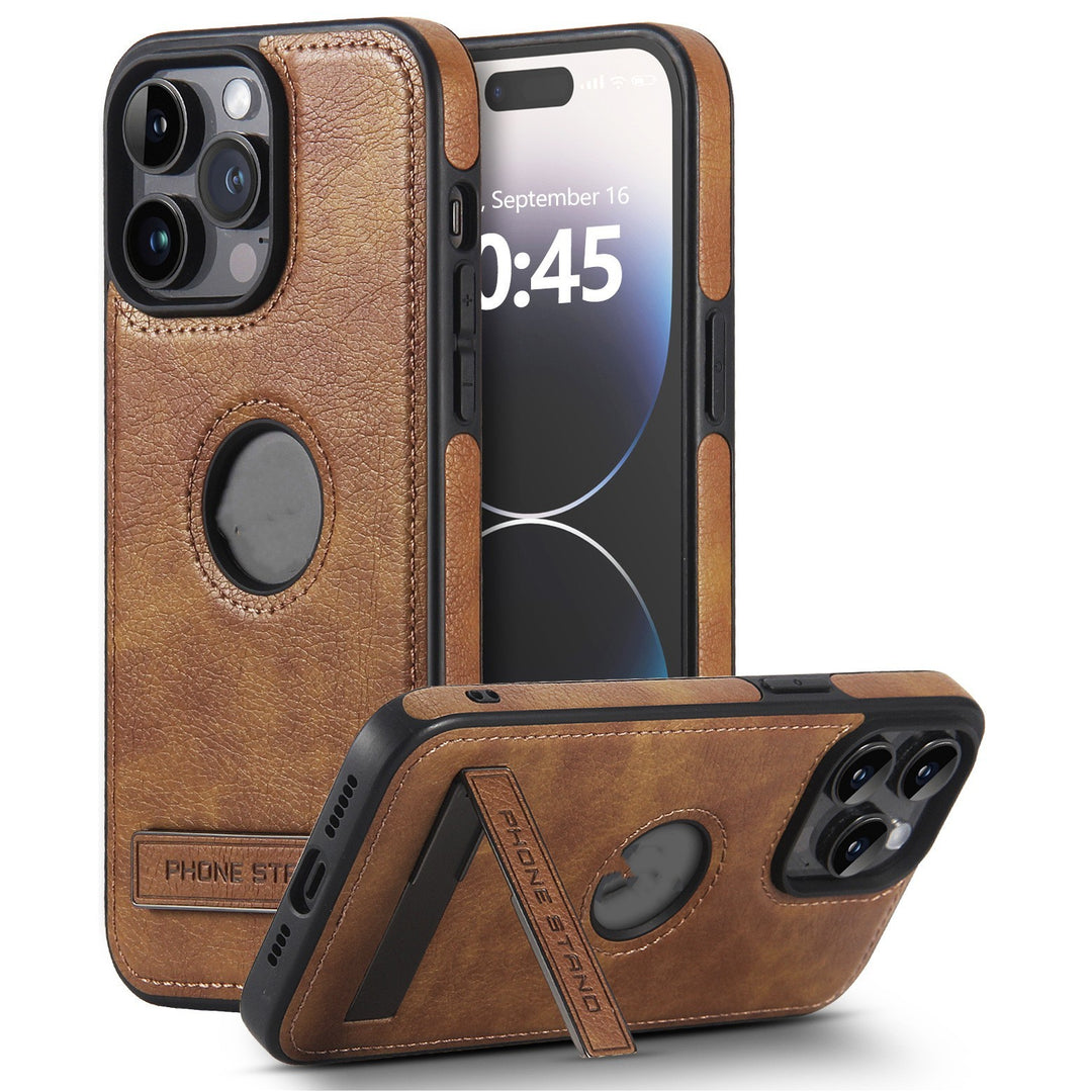 Leather Pattern Bracket Phone Case Drop-resistant
