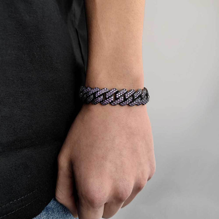 Brazalete de rombo púrpura de circón de doble fila