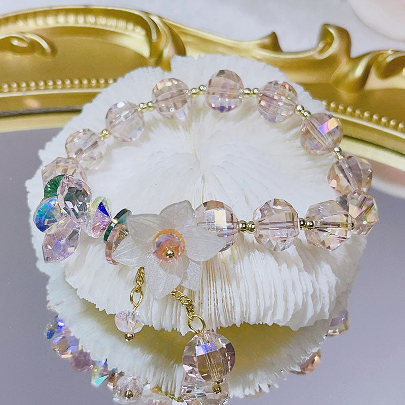 Big Petal Colorful Flower Crystal Bracelet Fashion