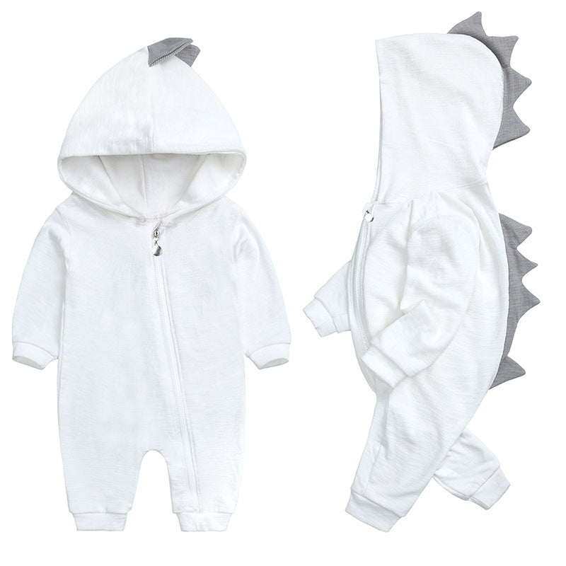 Nieuwe baby met lange mouwen dinosaurus capuchon coton onesie