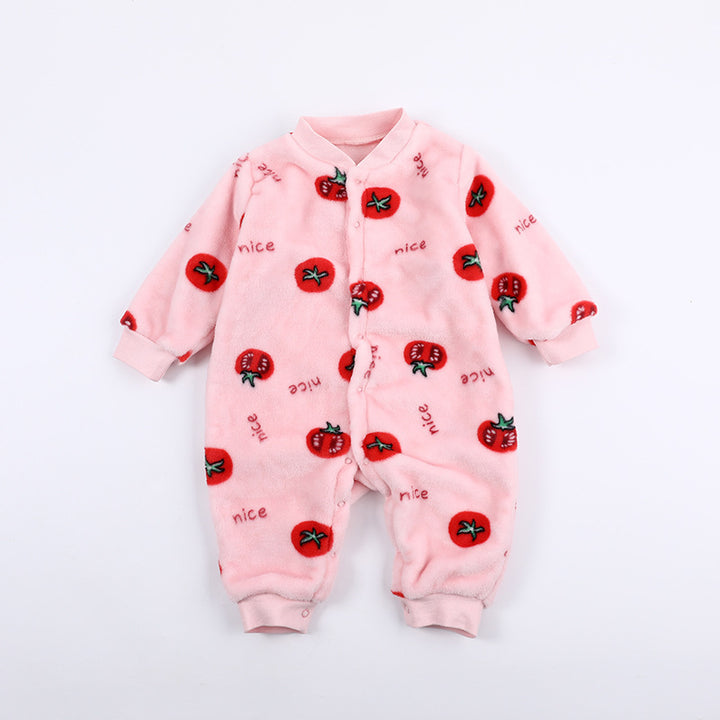 Baby Warm One-piece Clothes Coral Fleece Thickened Pajamas Romper