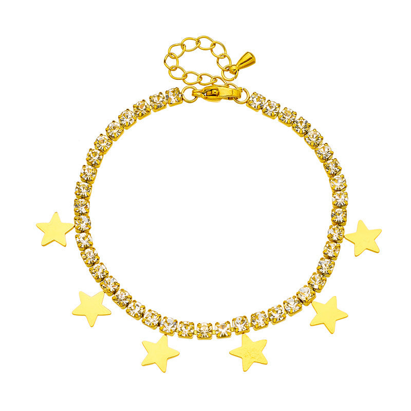 Chaîne de forage de gangs pour femmes titane en acier brillant pentagram bracelet