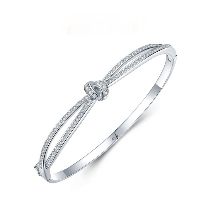 Curve da donna e intoppi aperti Diamond S925 Bracciale d'argento