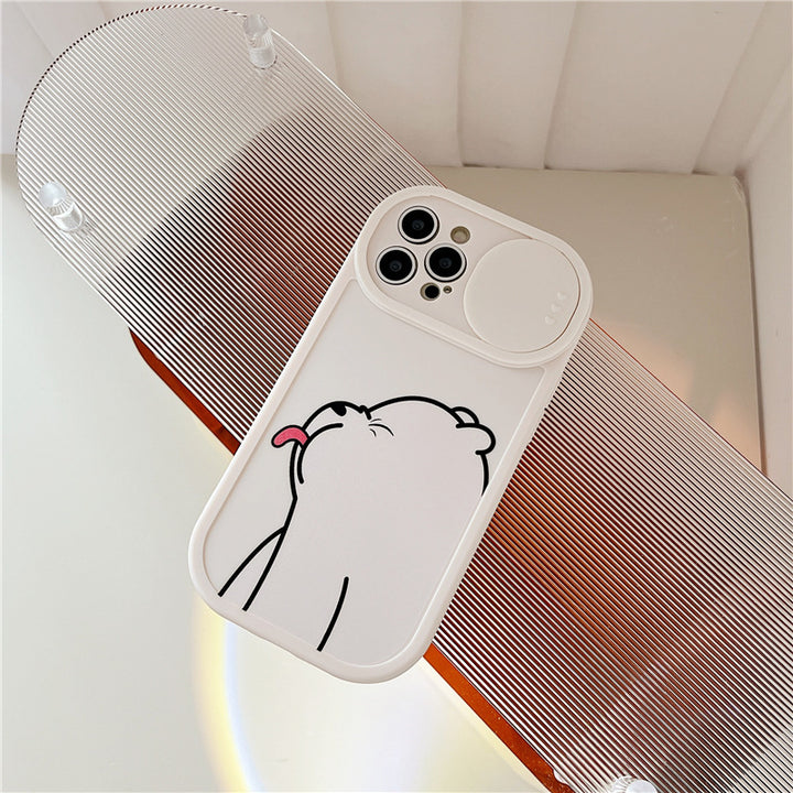 Case de teléfono de ventana corredera material Protectora adecuada Cubierta de dibujos animados pintados de lengua pintada oso