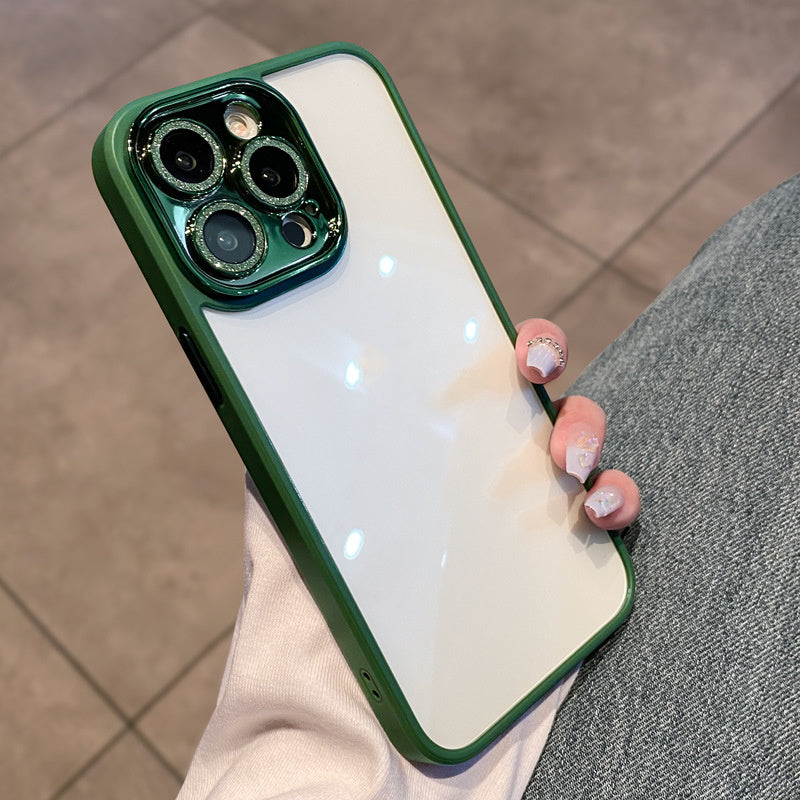 Caixa de telefone de pacote completo com lente de glitter eletroplatada