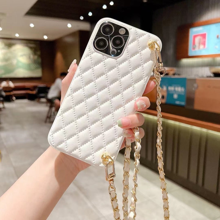 Phone Case Diamond Plaid Crossbody Protective Sleeve