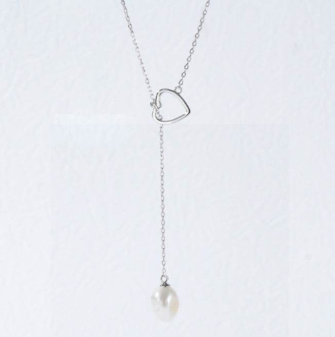 S925 Collar de perlas de agua dulce natural