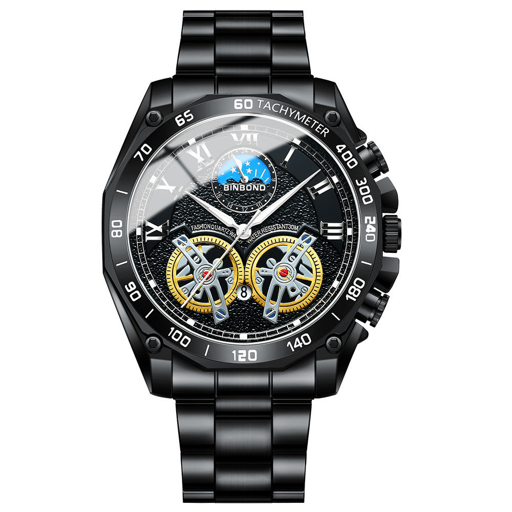 Double Men's niet-volledig automatische machine holle mechanisch horloge multifunction