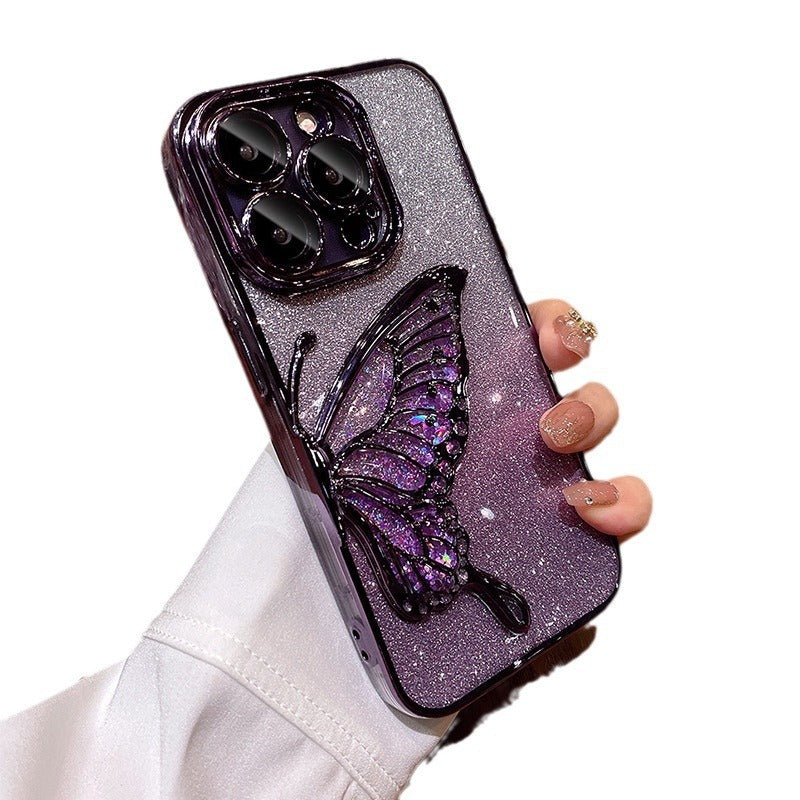 Transparante verbrijzelde Quicksand Butterfly x telefoonhoes