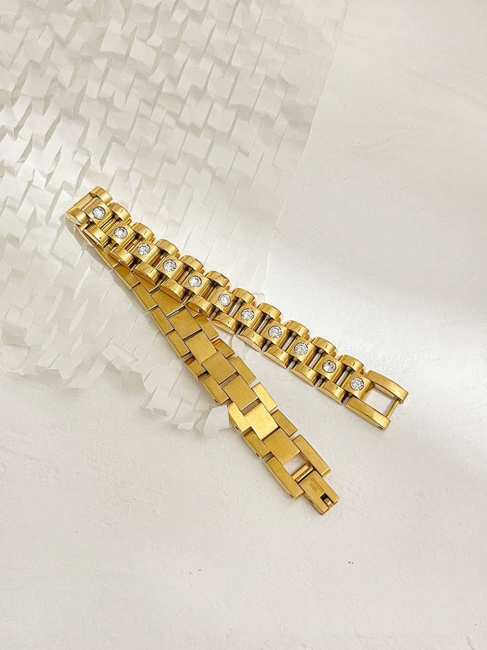 Weißes Diamant-Titanium-Stahl-Uhr-Kette 18K Gold Nicht verblüfftes Armband