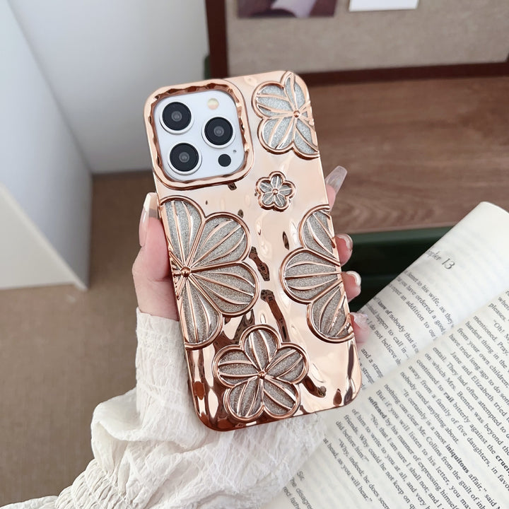 Electroplating Pleated Flower I Phone Case