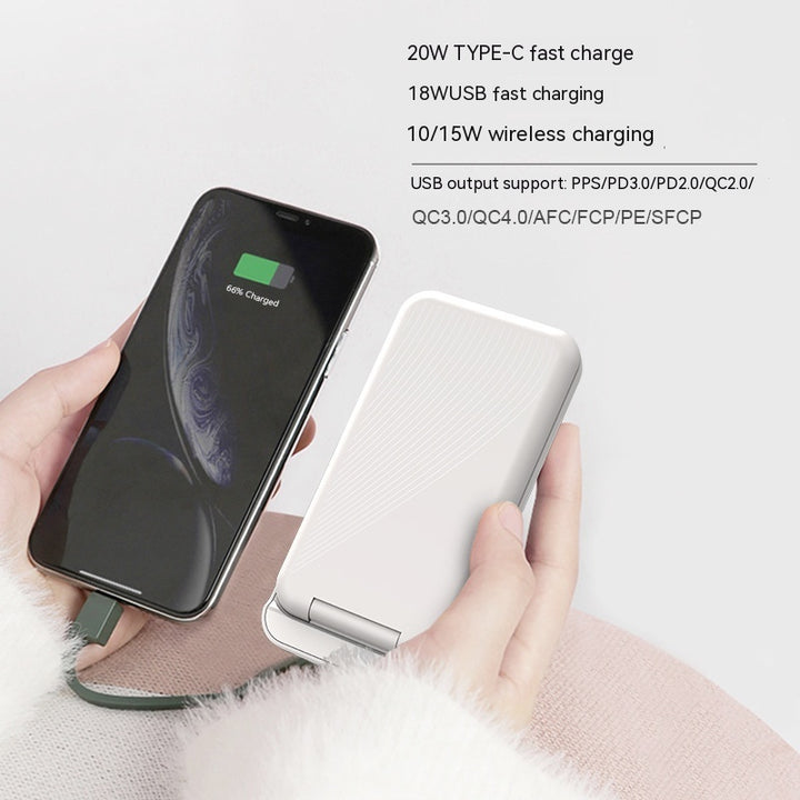 Folding 5W Fast Charge 10000 Ma med Light Mirror Power Bank
