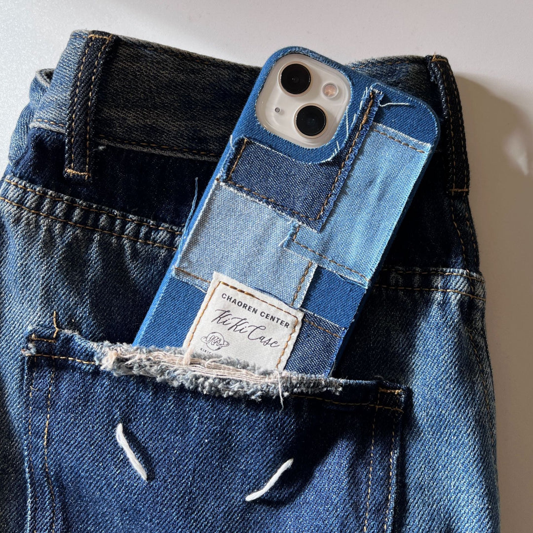 Einfache Denim -Leinwand -Nähte Telefonhülle