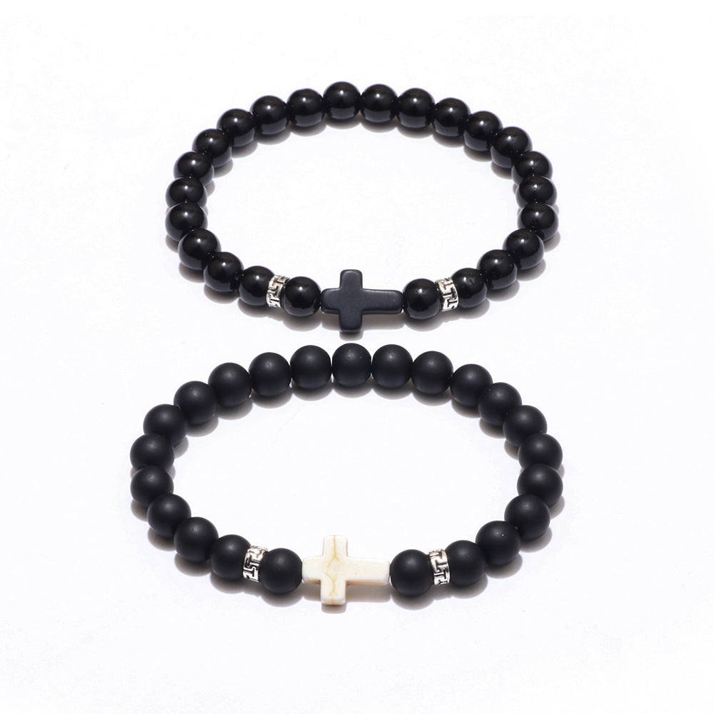 Pulsera de piedra natural negro mate