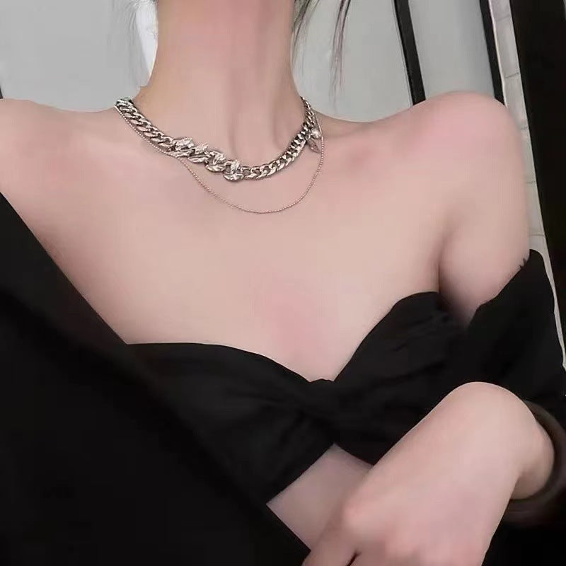 Fringed Sweater Women's Cross Chain Golden Geometric Necklace