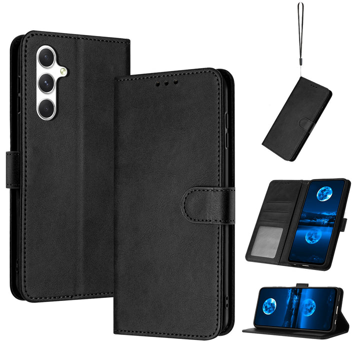 Mobile Phone Leather Case Solid Color Calf Pattern Card Wallet