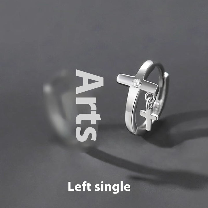 Personnalité américaine Double Cross Niche Design des anneaux d'oreille pour hommes