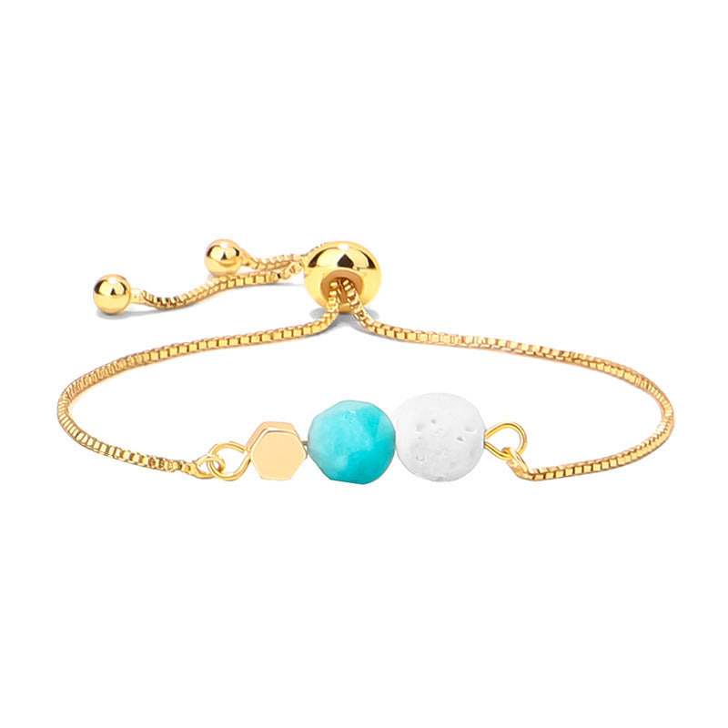 Color de color dorado de 14k Preservante Cadena Tigre Tiger Ojo Volcánico Pulsera de yoga