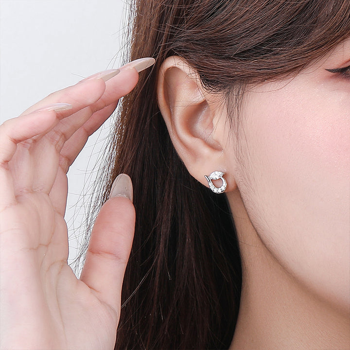 Women's Heart-shaped Zircon Stud Earrings