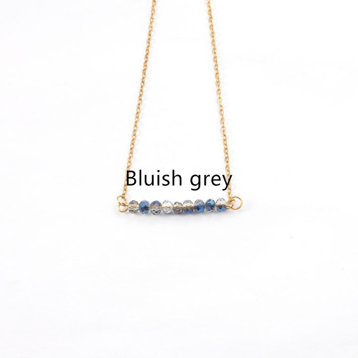 4mm Glass Stone Necklace Stainless Steel Chain