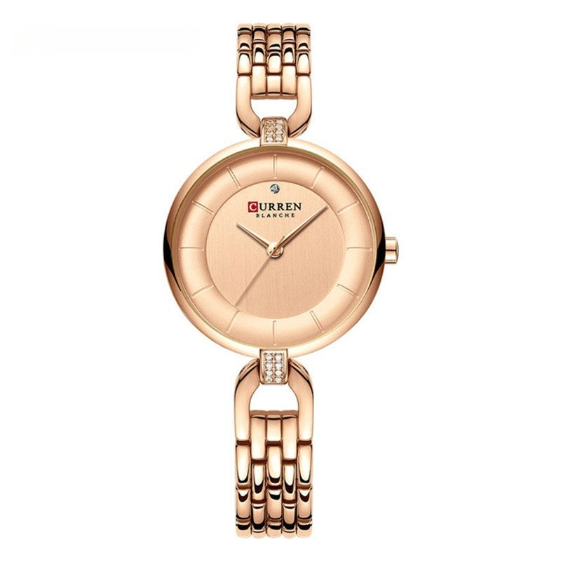 Moda Women's Rhinestone Watch de cuarzo impermeable.