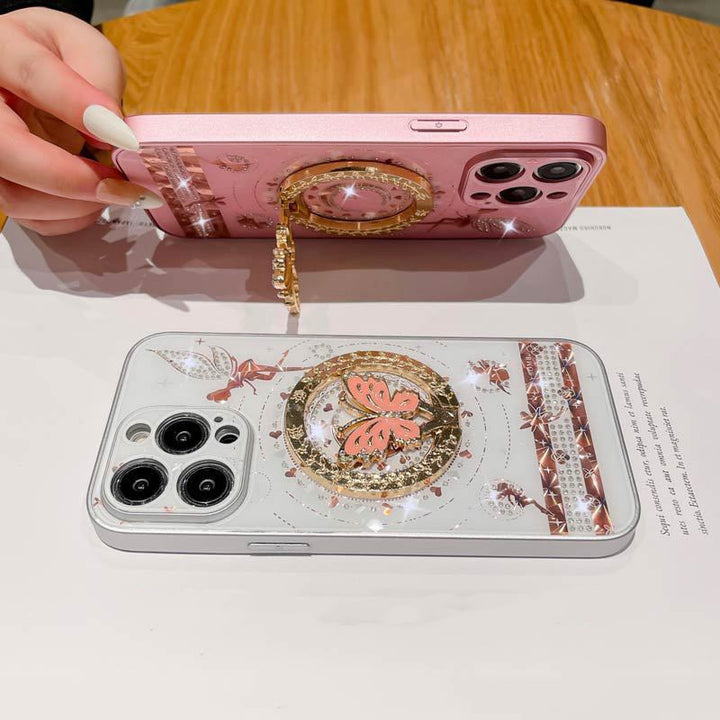 Case protectora de teléfonos móviles magnéticos de diamantes de mariposa Fairy