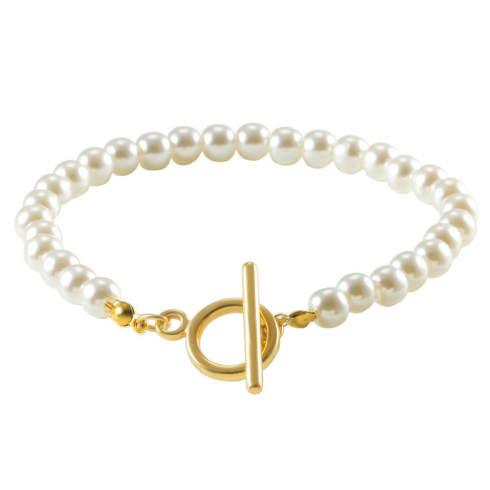 Retro OT Buckle Pearl Bracelet Women's Fashion Design