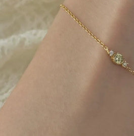 Pulsera de plata esterlina verde oliva para mujeres ajustables