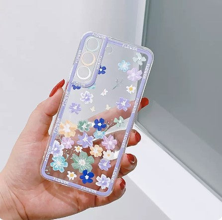 Mobile Phone Case Anti-fall Soft Shell Transparent Silicone All-pack Lens Small Floral Lanyard